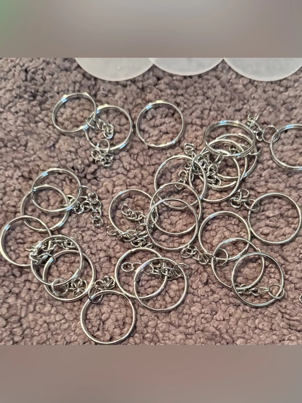 Blank White Acrylic Keychain Discs with Assorted Tassels - Unbranded